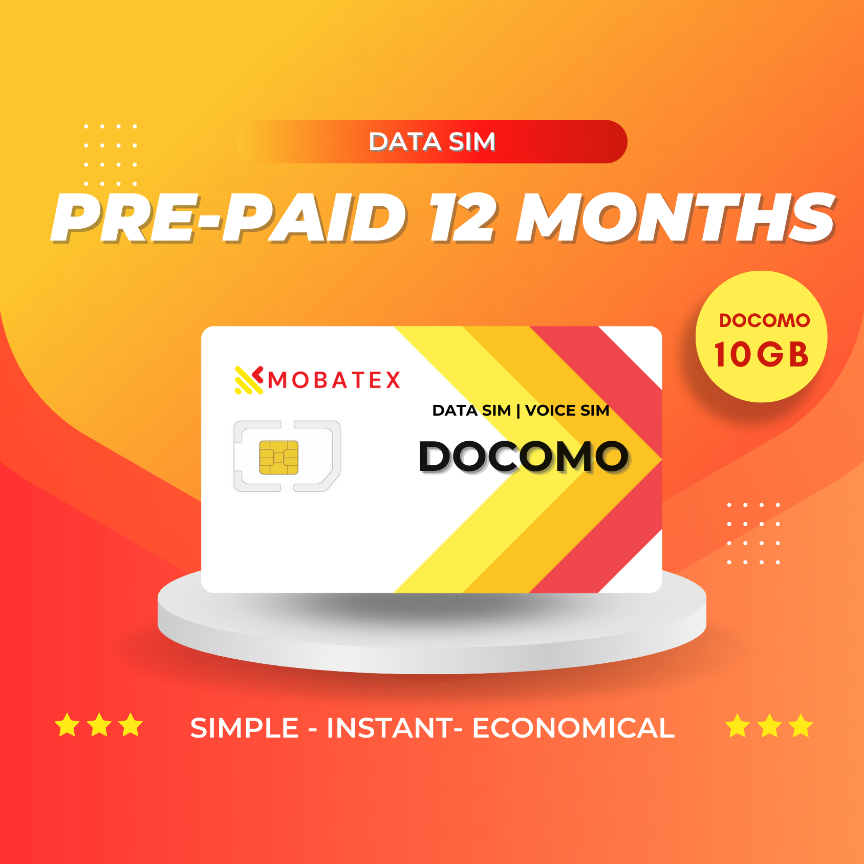 Pre-paid 12 months Data SIM - 10GB - Softbank