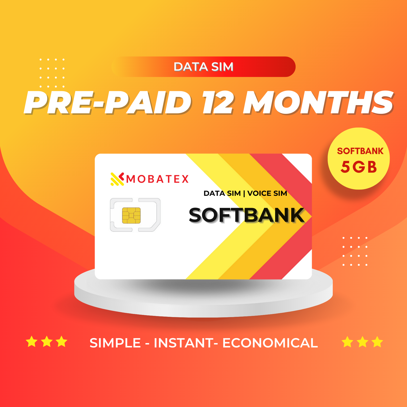 Pre-paid 12 months Data SIM - 5GB - Softbank