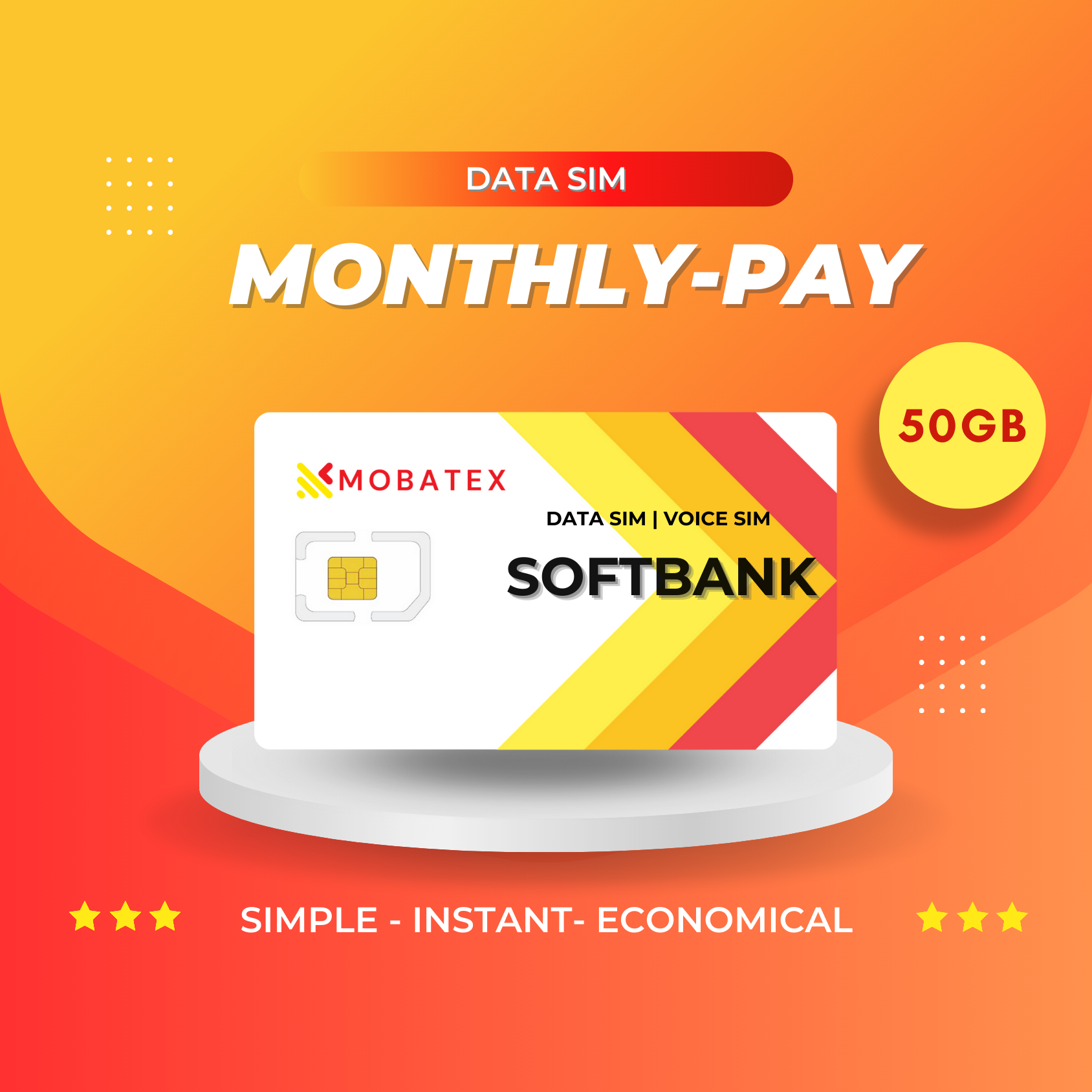Monthly-pay Data SIM - 50GB - Softbank